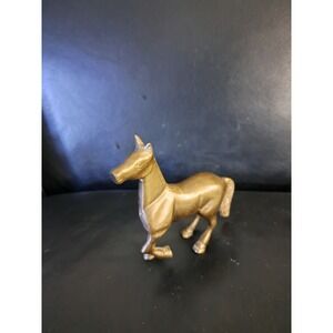 Vintage Solid Brass Galloping Horse Figure 5" High